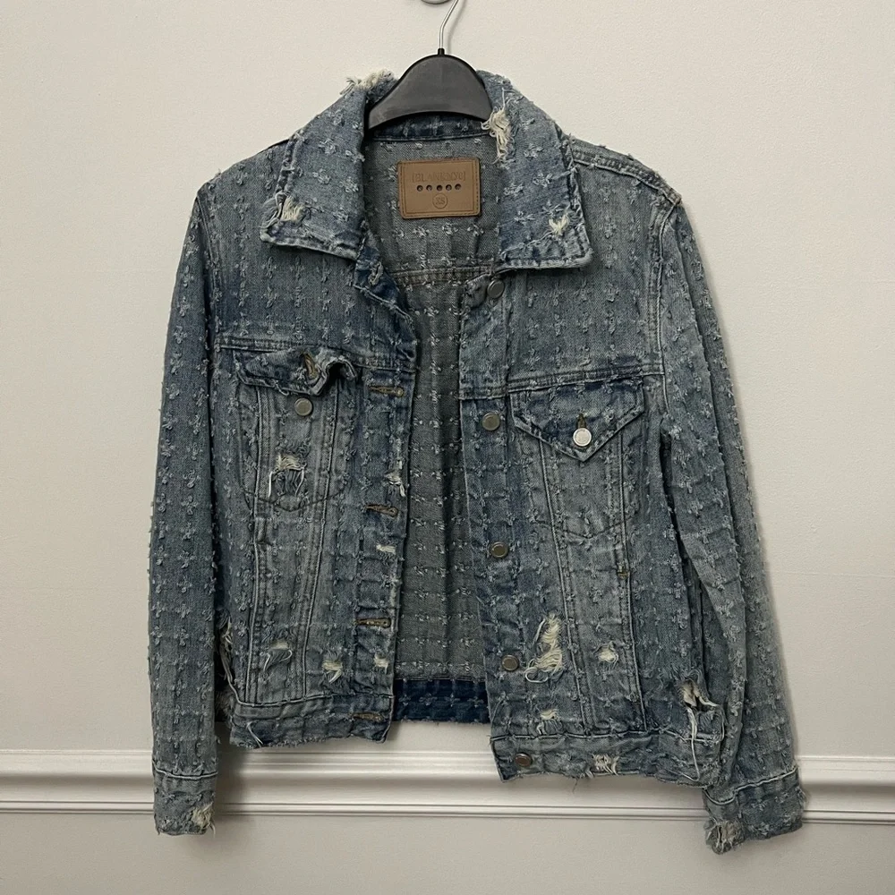 Blank NYC Distressed Denim Trucker Jacket for Women - Size Small - No Flaws - Picture 1 of 7